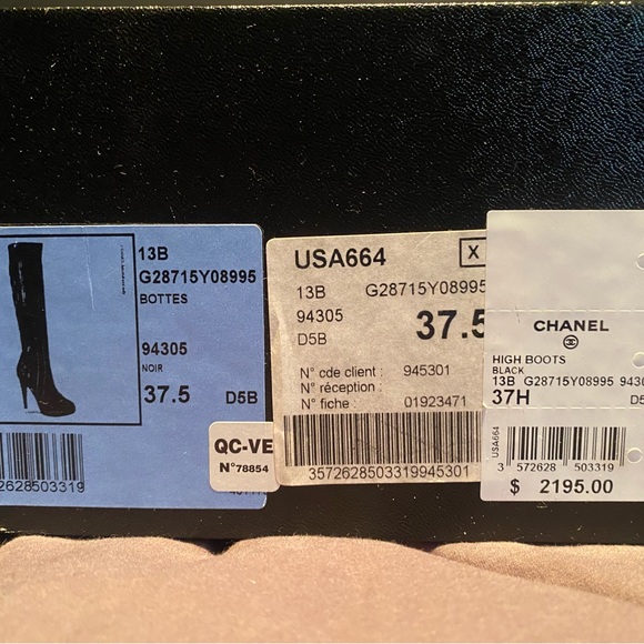 NIB Chanel High Quilted Lambskin Boots Size 37.5 - Picture 5 of 11